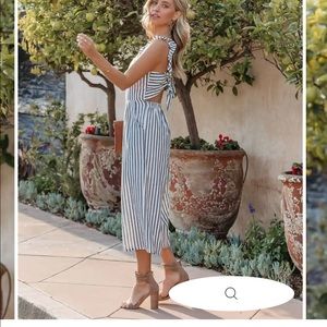 Vici Collection ⭐️ Flip Side Pocketed Striped Jumpsuit